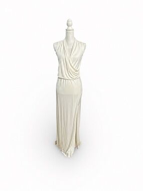 Moda International White Sleeveless V-Neck Drape Maxi Dress XS NWOT